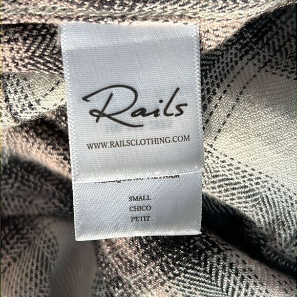 Rails Hunter Size Small Button-Down Ivory Coal Blush Plaid Long Sleeve Shirt - Picture 10 of 12